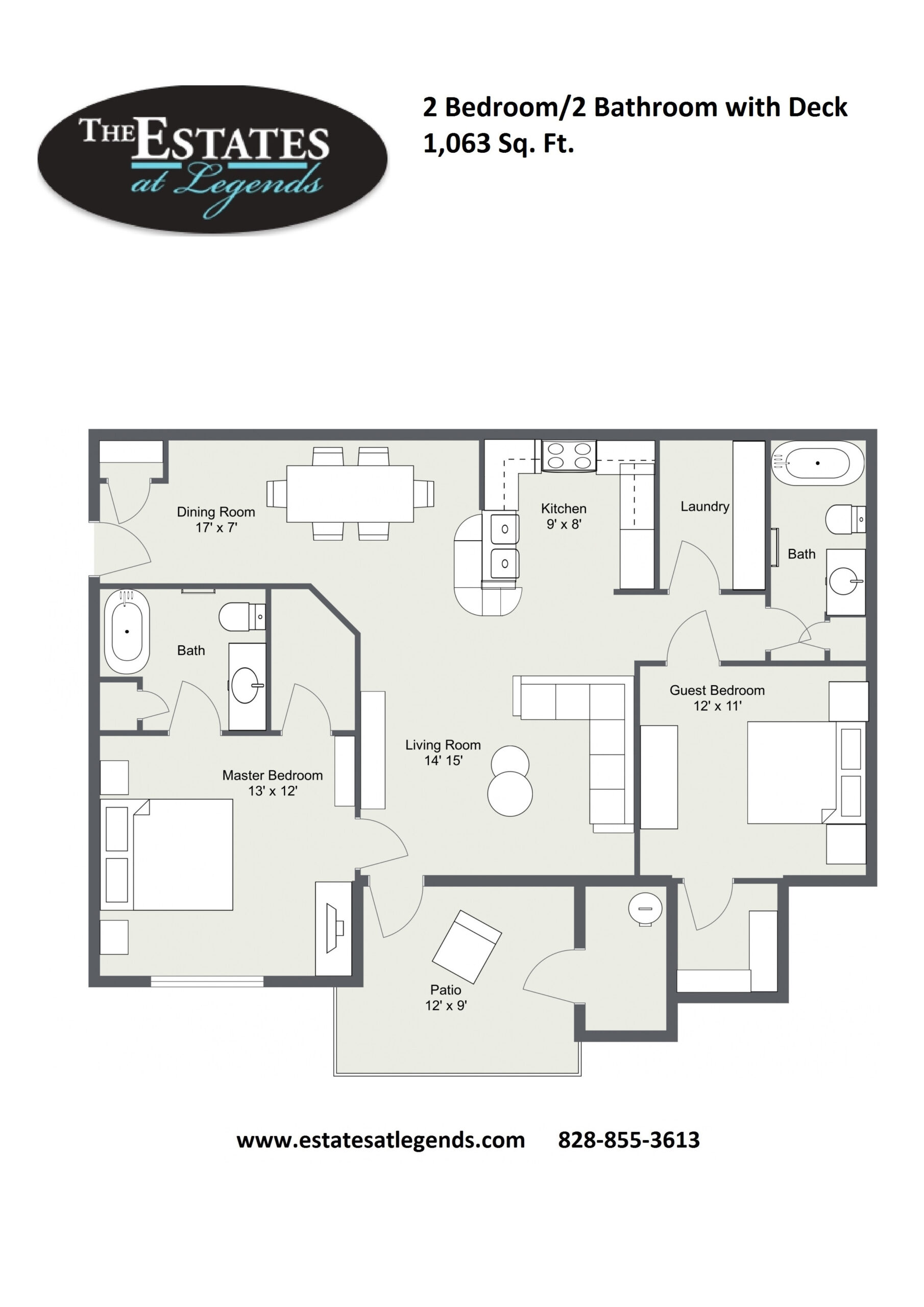 2d - 2 Bedroom 2 Bathroom with Deck